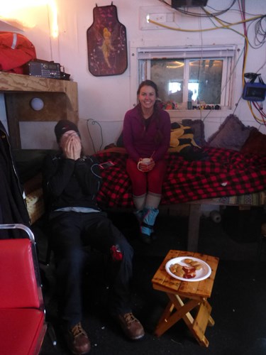 Esther (doesn't like to show her face) and Andy (who's Mom is following our blog) hangin' in the cabin lounge