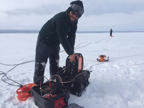 Andy P making final TEM measurements on West Twin Lake near Barrow